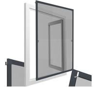 tectake® Moustiquaire pour Fenêtres, 130 x 150 cm, Découpable sur mesure | Cadre en Aluminium, Filet en Fibre Verre, Sans Vissage ni perçage, Résistante aux Intempéries et UV, Montage facile, Gris