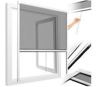 TECTAKE - Moustiquaire store enroulable pour fenêtre, en aluminium, fibre de verre, ajustable - blanc, 130 x 160 cm