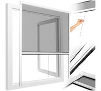 tectake® Moustiquaire store pour Fenêtre, 90x160 cm, Découpable sur mesure | Cadre en Aluminium, Filet en Fibre Verre, Enroulable, Intérieur/Extérieur, Résistant Intempéries et UV, Joint à brosse, Blanc