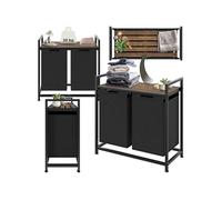PANIER A LINGE - TECTAKE - Panier à linge avec étagère style industriel en bois et acier - 34x74x72cm
