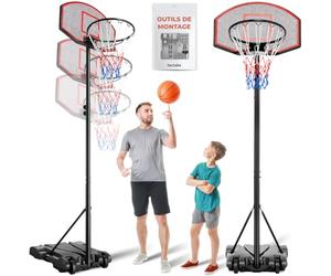 tectake® Panier de Basket Exterieur sur Pied pour Enfants & Adultes, Hauteur Réglable env. 178-213 cm avec Base de lestage & roulettes, idéal pour Sport Enfants Jeu au Ballon de Basket