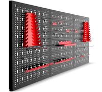 TecTake® Panneau Mural Perforé Porte outils mural Lot de 3 Panneaux 120 x 2 x 60 cm 25 pcs Crochet & Supports, Extensible Système de rangement Outillage & visserie
