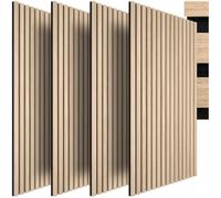 tectake® Panneaux acoustiques 120 x 60 x 1.1 cm, Lot de 4, Aspect Bois, en MDF et placage bois véritable, Feutre insonorisant, Panneaux 3D Découpables, Montage simple mur ou plafond - Chêne Clair