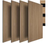 tectake® Panneaux acoustiques 120 x 60 x 1.1 cm, Lot de 4, Aspect Bois, en MDF et placage bois véritable, Feutre insonorisant, Panneaux 3D Découpables, Montage simple mur ou plafond - Marron Chêne