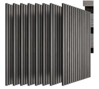 tectake® Panneaux acoustiques 120 x 60 x 1.1 cm, Lot de 8, Aspect Bois, en MDF et placage bois véritable, Feutre insonorisant, Panneaux 3D Découpables, Montage simple mur ou plafond - Chêne Gris Clair