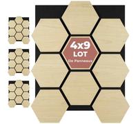 tectake® Panneaux acoustiques 76 x 62 cm, Lot de 4, Aspect Chêne, MDF et Placage en bois véritable, Découpables, Feutre insonorisant, Panneaux isolants phonique, Montage facile - Chêne Clair
