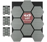 tectake® Panneaux acoustiques 76 x 62 cm, Lot de 4, Aspect Chêne, MDF et Placage en bois véritable, Découpables, Feutre insonorisant, Panneaux isolants phonique, Montage facile - Chêne Gris Clair