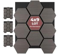 tectake® Panneaux acoustiques 76 x 62 cm, Lot de 4, Aspect Chêne, MDF et Placage en bois véritable, Découpables, Feutre insonorisant, Panneaux isolants phonique, Montage facile - Chêne Gris