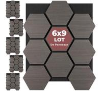 tectake® Panneaux acoustiques 76 x 62 cm, Lot de 6, Aspect Chêne, MDF et Placage en bois véritable, Découpables, Feutre insonorisant, Panneaux isolants phonique, Montage facile - Chêne Gris