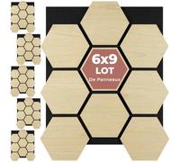 tectake® Panneaux acoustiques 76 x 62 cm, Lot de 6, Aspect Chêne, MDF et Placage en bois véritable, Découpables, Feutre insonorisant, Panneaux isolants phonique, Montage facile - Chêne Clair