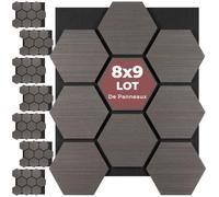 tectake® Panneaux acoustiques 76 x 62 cm, Lot de 8, Aspect Chêne, MDF et Placage en bois véritable, Découpables, Feutre insonorisant, Panneaux isolants phonique, Montage facile - Chêne Gris