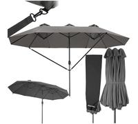 tectake® Parasol de Jardin Exterieur Parasol Double Rectangulaire à manivelle Cadre en Aluminium avec 1 Mât 460 x 270 x 241 cm, Protection UV 50+, Résistant au vent, pour Salon de jardin