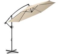 tectake® Parasol déporté à pied, 3 x 3 m, Pivotant à 360°, Inclinable de 90° à 135°, Protection UV 50+, Double-toit, Parasol de jardin exterieur, Terrasse, Balcon, Piscine, Housse de protection