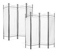 tectake® Paravent 180 x 160 cm, Lot de 2, Separateur de Pieces, 4 Panneaux en Polyester, Paravent Interieur, Modulable en 2-3-4 Parties, Cloison de Separation Interieur, Claustra intérieur, Blanc