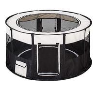 tectake® Parc a Chiot Pliable, Parc pour Chien, Chat, Chaton, Lapin, Cochon d'Inde et Autres Petits Animaux, Sol Amovible, 114 x 60,5 cm, Cage pour Chien Cage Lapin et Animaux de Compagnie, Noir