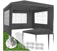 TECTAKE Pavillon Jardin BARINAS 3x3m Imperméable 3 Parois Amovibles Gris