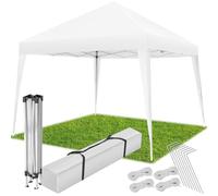 tectake® Pavillon pliable pop-up, 3 x 3 m, hydrofuge, Protection UV | Pieds réglables en Hauteur, Cordes de Tension, Piquets et Sac de Transport inclus, Montage rapide, résistant au Vent, blanc