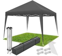 tectake® Pavillon pliable pop-up, 3 x 3 m, hydrofuge, Protection UV | Pieds réglables en Hauteur, Cordes de Tension, Piquets et Sac de Transport inclus, Montage rapide, résistant au Vent, gris