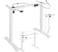 Tectake Bureau Assis Debout Pied de Bureau Réglable en Hauteur Électrique 85-129x65x71-121cm - blanc