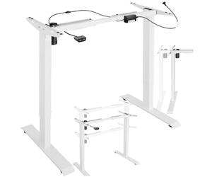 tectake® Pied de Table de Bureau réglable en Hauteur électrique en Acier Bureau Assis Debout 85-129 x 65 x 71-121 cm Pied de Bureau Ordinateur Teletravail Table de Travail, Charge Max 70 Kg