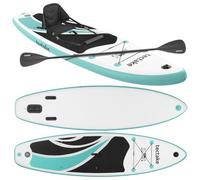 Planche de stand-up paddle - TECTAKE - SUP gonflable polyvalent 2 EN 1, gonflable, avec support appareil photo - Blanc/Turquoise