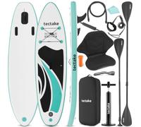 tectake® Planche de Stand-up Paddle Gonflable 2 en 1, 288 cm, Drop-Stitch | Siège Kayak, Stable, Antidérapante et Légère, Pompe, 3 Ailerons, Sac à dos, Pagaie double réglable, Pagaie simple, Max. 200kg