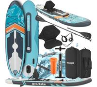 tectake® Planche de Stand-up Paddle Gonflable Adulte 1 Place Kayak avec Pompe à air, Pagaie Paddle 2 en 1 Pagaie Kayak Double pour Sport Nautique, Siege Paddle rembourré, Sac à Dos Inclus