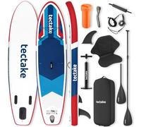 tectake® Planche de Stand-up Paddle Gonflable Adulte 1 Place Kayak avec Pompe à air, Pagaie Paddle 2 en 1 Pagaie Kayak Double pour Sport Nautique, Sup Gonflable, Siege rembourré, Sac à Dos Inclus