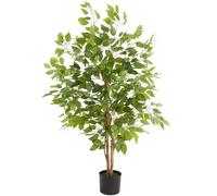 TecTake® Plante Artificielle Ficus Artificiel 120cm Fausse Plante Interieur Arbre Vert Arbre Artificiel Décoration Maison idéal pour Décoration Salon Chambre Cuisine Dressing Chambre Enfant Bureau