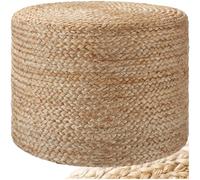 tectake Pouf en toile de jute fait à la main, style bohème, rond, décoration de chambre, coussin de sol, pouf, tabouret rembourré, pouf, pouf rembourré, pouf, tabouret de sol, cylindre