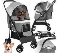 tectake® Poussette canne pour chien & chat avec Coussin amovible Poussette pliable avec tissu imperméable jusqu'à 12 kg Chariot pour chien Poussette chat Chariot pliant pour transport chat