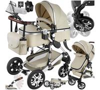 tectake® Poussette combinée Pliable 0-36 mois avec Nacelle & Poussette canne Siège sport Panier Harnais 5 points Poussette compacte Poussette voyage Accessoires Bébé Nouveau né Enfant Baby stroller