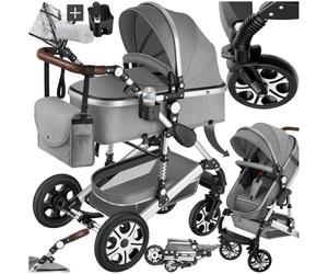 tectake® Poussette combinée Pliable 0-36 mois avec Nacelle & Poussette canne Siège sport Panier Harnais 5 points Poussette compacte Poussette voyage Accessoires Bébé Nouveau né Enfant Baby stroller
