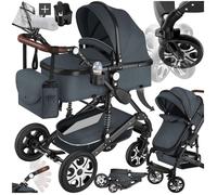 tectake® Poussette combinée Pliable 0-36 mois avec Nacelle & Poussette canne Siège sport Panier Harnais 5 points Poussette compacte Poussette voyage Accessoires Bébé Nouveau né Enfant Baby stroller