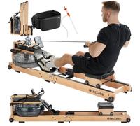 tectake® Rameur Pliable Appartement en Bois Massif Rameur Musculation Abdo Cardio Capacité Max. 150 kg pour Sport Maison Appareil Musculation fessier Sport Femme & Homme Home Gym