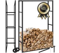 TecTake® Range-bûches intérieur & extérieur Étagère pour bois de chauffage Design 100,5x25x150 cm Accessoires pour cheminée Rangement Bois interieur Range buche interieur Range buches exterieur