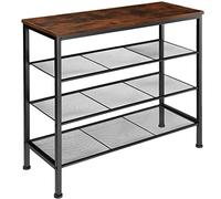 TecTake® Rangement Chaussures 80,5 x 30,5 x 72,5 cm, Etagere Chaussures Style Industriel Meuble Chaussure 3 étagères grillagées, Rangement Chaussure Meuble d'entrée Dressing Salon Chambre, Bois foncé
