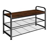TecTake® Rangement Chaussures 91 x 36 x 55 cm, Style Industriel, Meuble Chaussure 2 étagères grillagées, Meuble Chaussure Entree Dressing, Chambre Etagere Rangement à Chaussures, Bois foncé