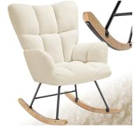 TecTake® Rocking Chair Fauteuil à Bascule avec Accoudoirs Fauteuil scandinave Bouclette Chaise Relax rembourée Cadre en Acier Fauteuils Salon Veranda, Chaise Ergonomique idéal Détente, Allaitement