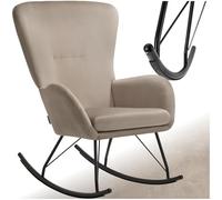 tectake® Rocking Chair Fauteuil à Bascule avec Accoudoirs Fauteuil scandinave Verlours Chaise Relax rembourée Cadre en Acier Fauteuils Salon Veranda, Chaise Ergonomique idéal Détente, Allaitement