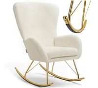 tectake® Rocking Chair Fauteuil à Bascule rembourée avec Accoudoirs Bouclette Cadre en Acier Fauteuil Salon Veranda, Chaise Ergonomique idéal Détente, Allaitement
