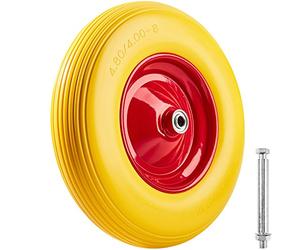 TecTake Roue complète de brouette Caoutchouc Plein polyuréthane | increvable | INCL. Jante en Acier et essieu | Capacité de Charge: 150 kg