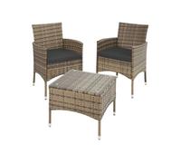 Tectake Salon de jardin LUCERNE 2 places avec 2 sets de housses - marron naturel