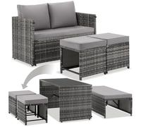 tectake® Salon de Jardin Exterieur 2en1, Modulable et Encastrable, Canape Exterieur et Repose-Pied ou Ensemble Table, Banc et Chaise extérieur, Salon de Jardin, Balcon, Terrasse, 4 Personnes