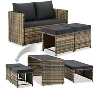 tectake® Salon de Jardin Exterieur 2en1, Modulable et Encastrable, Canape Exterieur et Repose-Pied ou Ensemble Table, Banc et Chaise extérieur, Salon de Jardin, Balcon, Terrasse, 4 Personnes