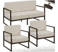 Salon de jardin - TECTAKE - Ensemble détente d'extérieur COMOSA pour 4 personnes en polyester déperlant structure en acier