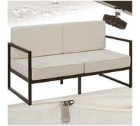 TecTake® Salon de Jardin Exterieur Canapé 2 Places Banquette de Jardin Coussins épais Inclus Cadre en Acier laqué époxy Mobilier Canape Exterieur Amenagement Balcon Terrasse Veranda Maison