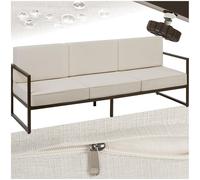 TecTake® Salon de Jardin Exterieur Canapé 3 Places Banquette de Jardin Coussins épais Inclus Cadre en Acier laqué époxy Mobilier Canape Exterieur Amenagement Balcon Terrasse Veranda Maison