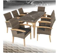 TecTake® Salon de Jardin Extérieur en Poly Rotin 8 Personnes Ensemble Fauteuil Salon et Table de Jardin, Coussins Amovibles Inclus, Mobilier pour Amenagement Balcon Terrasse