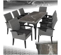 TecTake® Salon de Jardin Extérieur en Poly Rotin 8 Personnes Ensemble Fauteuil Salon et Table de Jardin, Coussins Amovibles Inclus, Mobilier de Jardin pour Amenagement Balcon Terrasse
